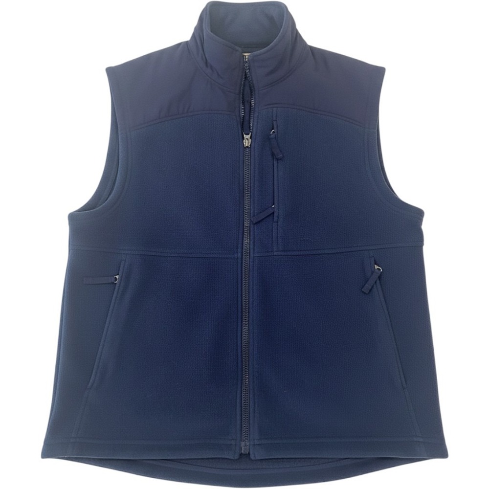 Duluth Trading Co Mens Navy Blue Fleece Vest Nylon Overlay Full Zip Medium